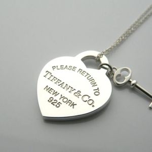 Tiffany Co Silver Return to Tiffany Heart Key Necklace Pendant Charm Gift Love